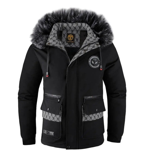 Men's Fur-Collar Padded Thickened Parka Jacket - The 4 Season Clothing Brand