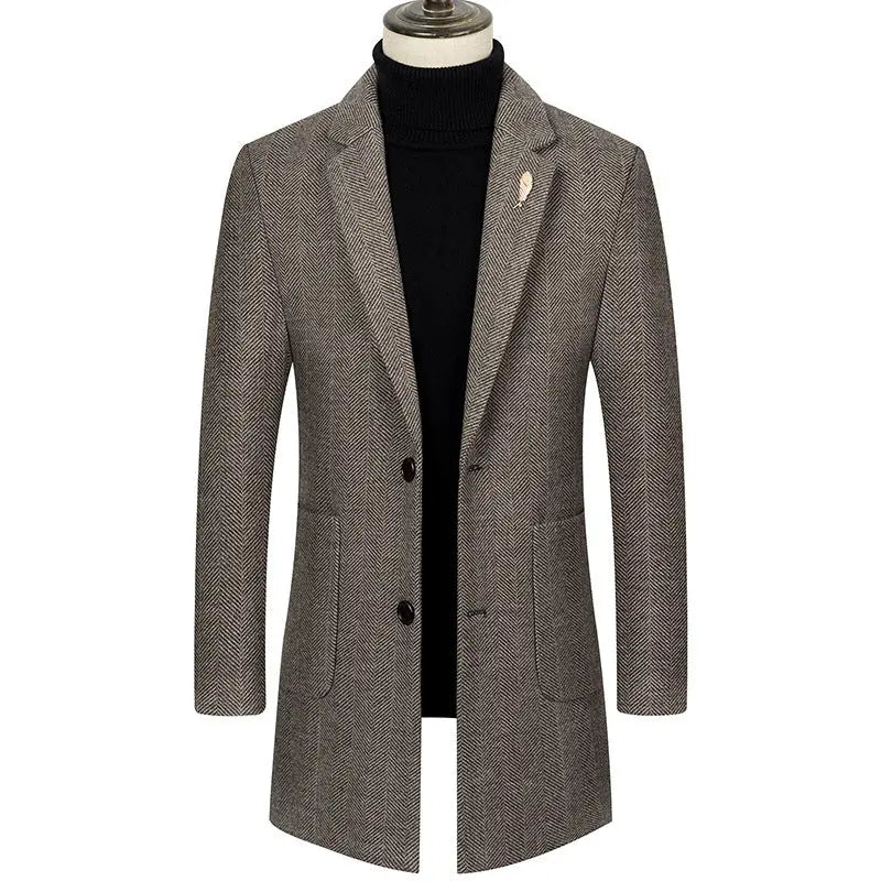 Men's Lapel Herringbone Slim-fit Cashmere Coat The 4 Season Clothing Brand