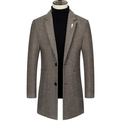 Men's Lapel Herringbone Slim-fit Cashmere Coat The 4 Season Clothing Brand