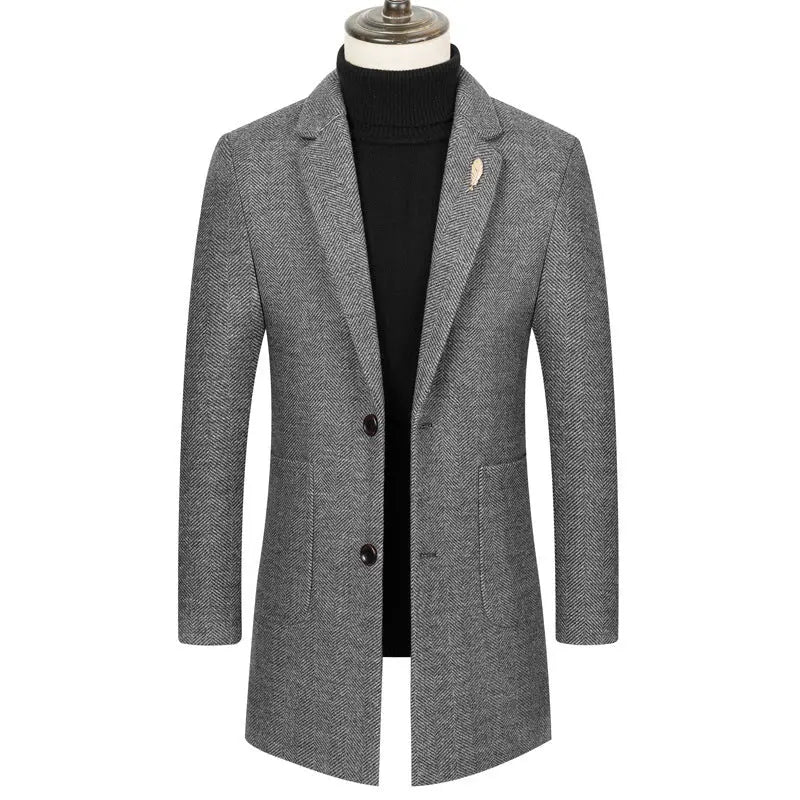 Men's Lapel Herringbone Slim-fit Cashmere Coat The 4 Season Clothing Brand