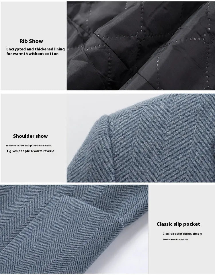 Men's Lapel Herringbone Slim-fit Cashmere Coat The 4 Season Clothing Brand