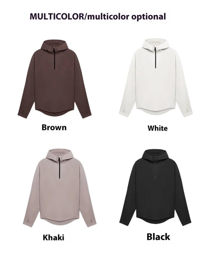 Men's Outdoor Sports Spring, Autumn And Winter Fitness Half Zipper Hooded Jacket Loose Sweater The 4 Season Clothing Brand