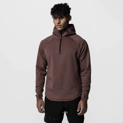 Men's Outdoor Sports Spring, Autumn And Winter Fitness Half Zipper Hooded Jacket Loose Sweater The 4 Season Clothing Brand