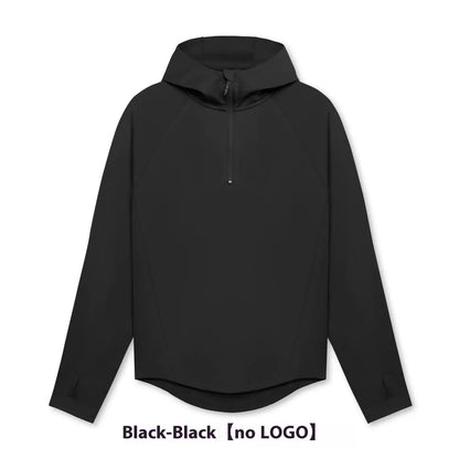 Men's Outdoor Sports Spring, Autumn And Winter Fitness Half Zipper Hooded Jacket Loose Sweater The 4 Season Clothing Brand