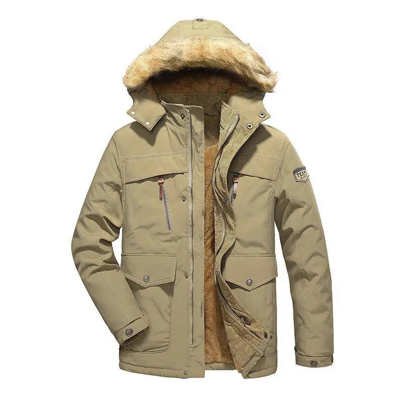 Men's Thickened Winter Jacket with Mid-length & Fur-Lined - The 4 Season Clothing Brand