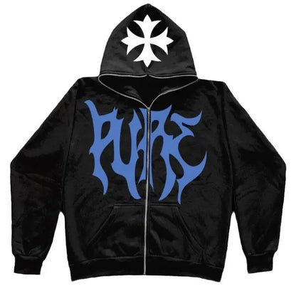 Pure Graphic Printed Zipup Hoodie The 4 Season Clothing Brand