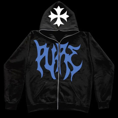 Pure Graphic Printed Zipup Hoodie The 4 Season Clothing Brand