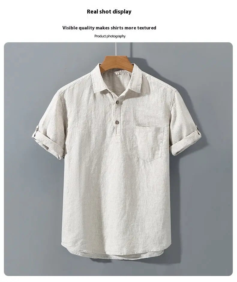 Pure Linen Casual Yarn-dyed Fabric Full Linen Shirt The 4 Season Clothing Brand