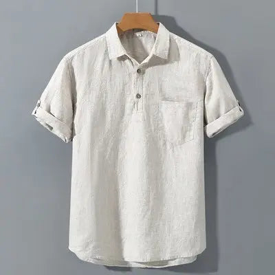 Pure Linen Casual Yarn-dyed Fabric Full Linen Shirt The 4 Season Clothing Brand