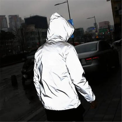 Solid Color Zipper Decoration Reflective Jacket