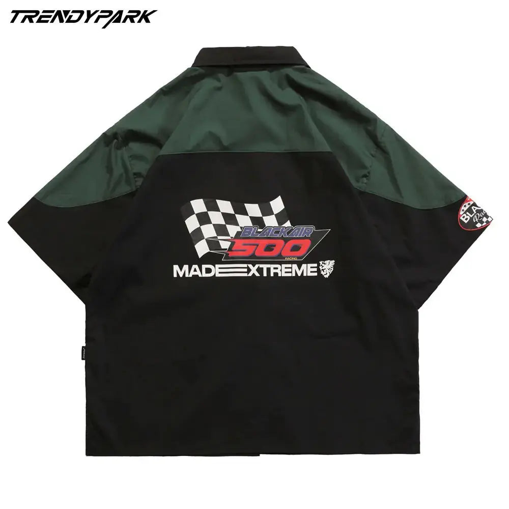 Racing Patchwork Oversized Shirts The 4 Season Clothing Brand