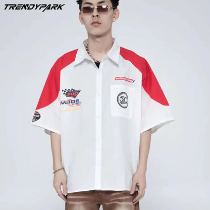 Racing Patchwork Oversized Shirts The 4 Season Clothing Brand