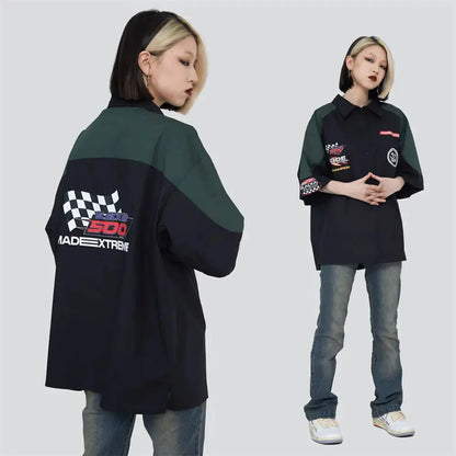 Racing Patchwork Oversized Shirts The 4 Season Clothing Brand