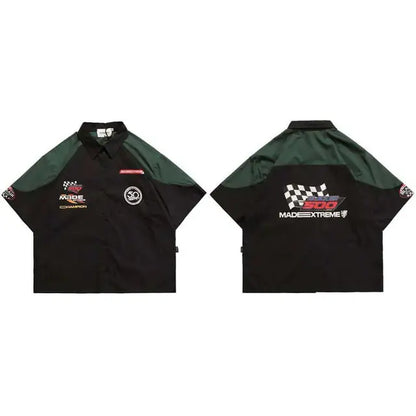 Racing Patchwork Oversized Shirts The 4 Season Clothing Brand