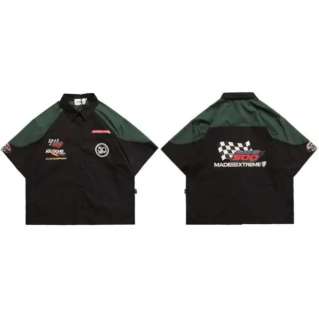 Racing Patchwork Oversized Shirts The 4 Season Clothing Brand