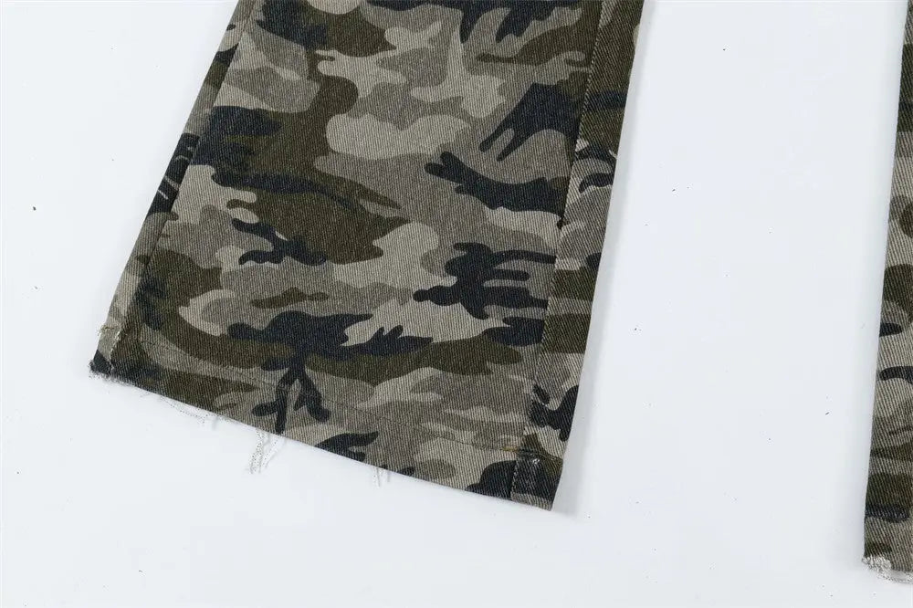 Retro Black Camouflage Flared Jeans The 4 Season Clothing Brand