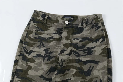 Retro Black Camouflage Flared Jeans The 4 Season Clothing Brand