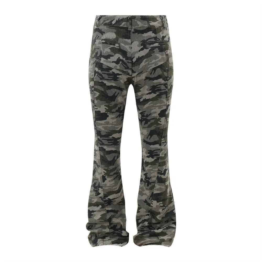 Retro Black Camouflage Flared Jeans The 4 Season Clothing Brand