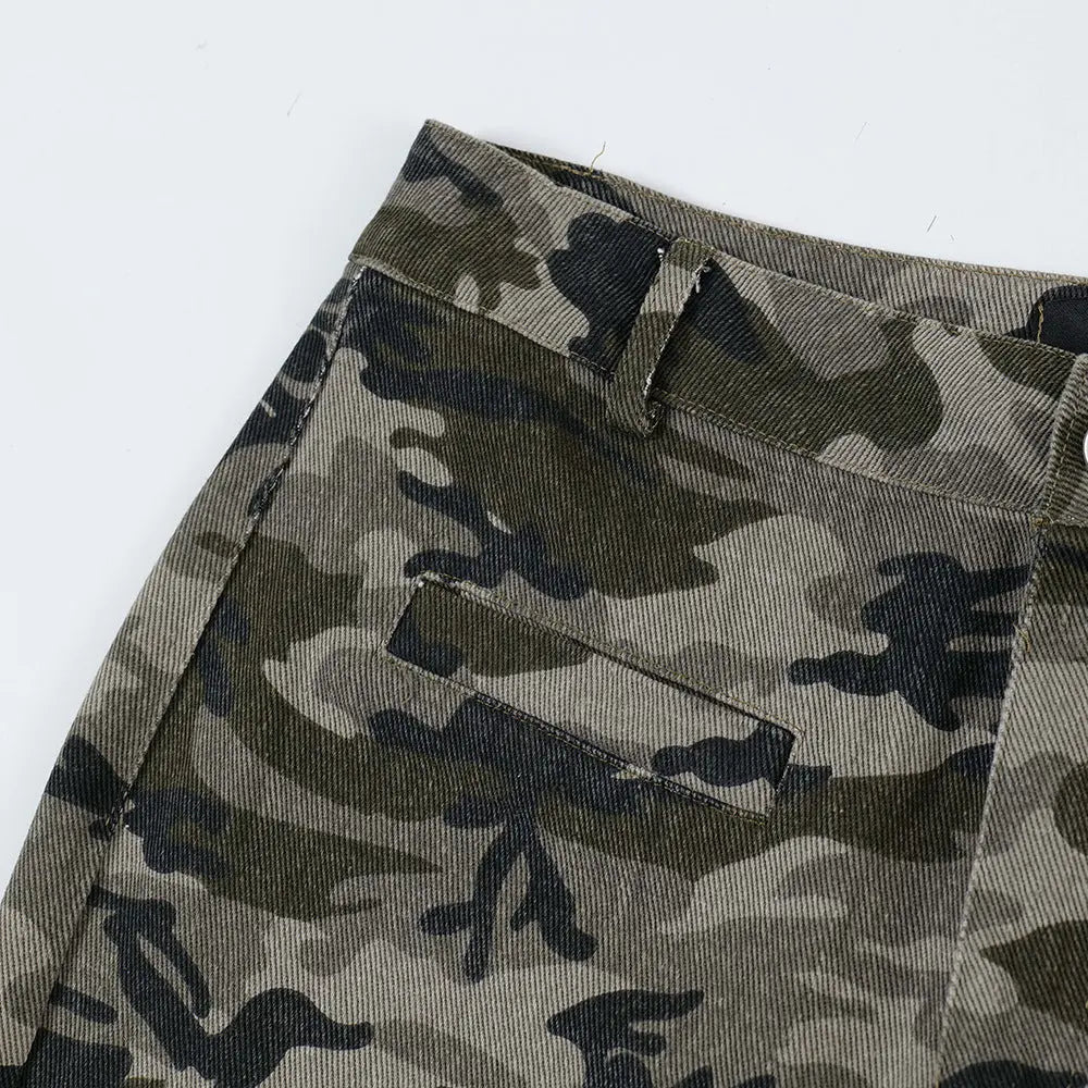 Retro Black Camouflage Flared Jeans The 4 Season Clothing Brand