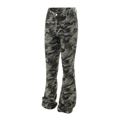 Retro Black Camouflage Flared Jeans The 4 Season Clothing Brand