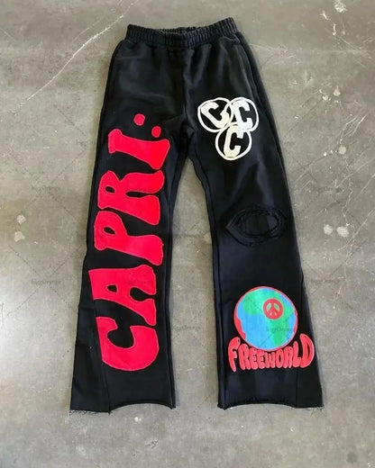 Retro Capri Printed Loose Sweatpants The 4 Season Clothing Brand