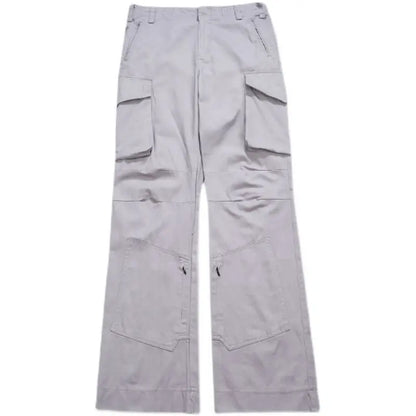 Retro Gray Flared Cargo Pants with Zipper Leg The 4 Season Clothing Brand