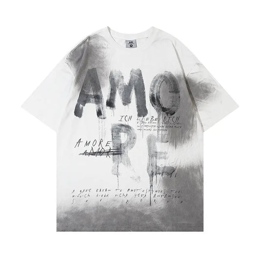 Retro "Amore" Tie-dyed Printed T-Shirt The 4 Season Clothing Brand