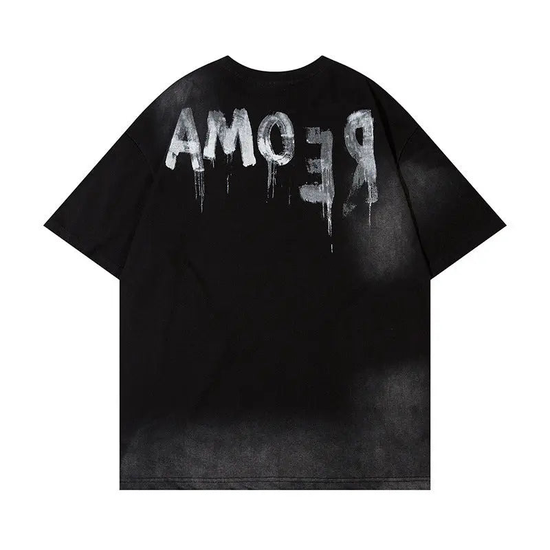 Retro "Amore" Tie-dyed Printed T-Shirt The 4 Season Clothing Brand