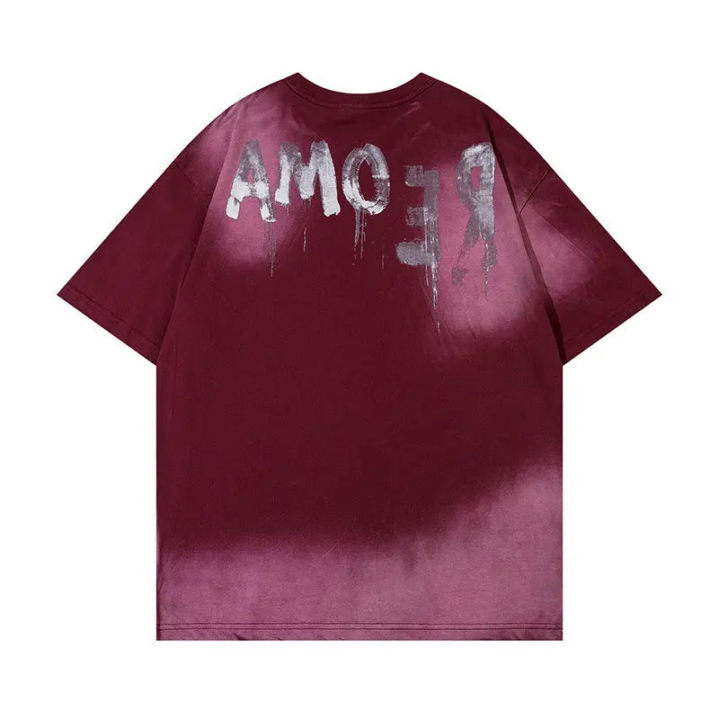 Retro "Amore" Tie-dyed Printed T-Shirt The 4 Season Clothing Brand