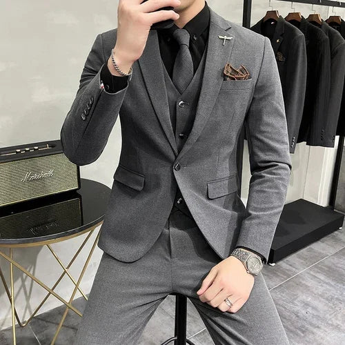 High-end Boutique Casual Business Suit 3-Piece Set - The 4 Season Clothing Brand