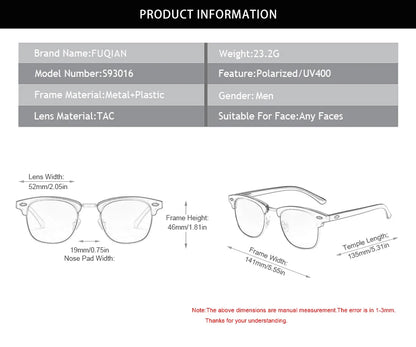 Classic Half Frame Polarized Sunglasses - Anti Glare - The Seasons Streetwear