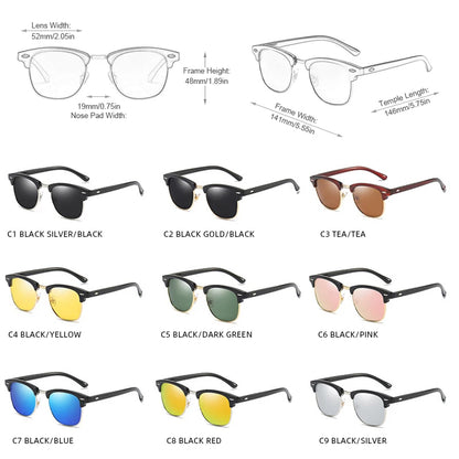 Classic Half Frame Polarized Sunglasses - Anti Glare - The Seasons Streetwear