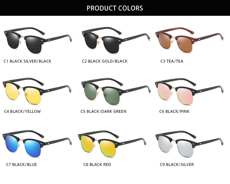 Classic Half Frame Polarized Sunglasses - Anti Glare - The Seasons Streetwear