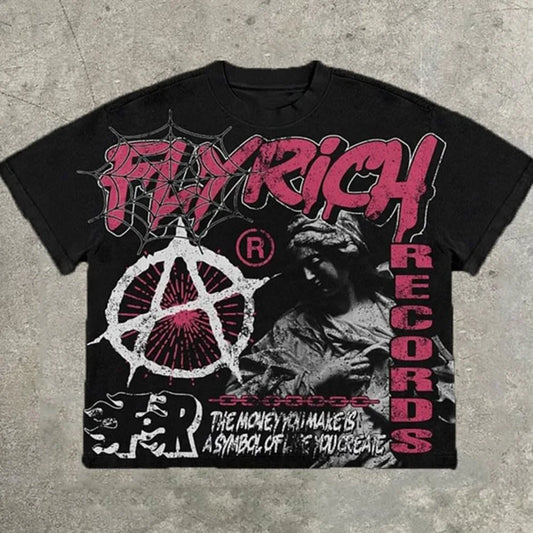 Vintage FlyRich Records World Graphic Printed T-Shirt - The 4 Season Clothing Brand