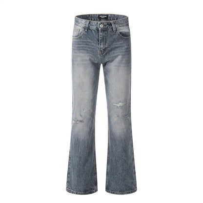 Trendy Washing Hole Denim Flared Jeans The 4 Season Clothing Brand