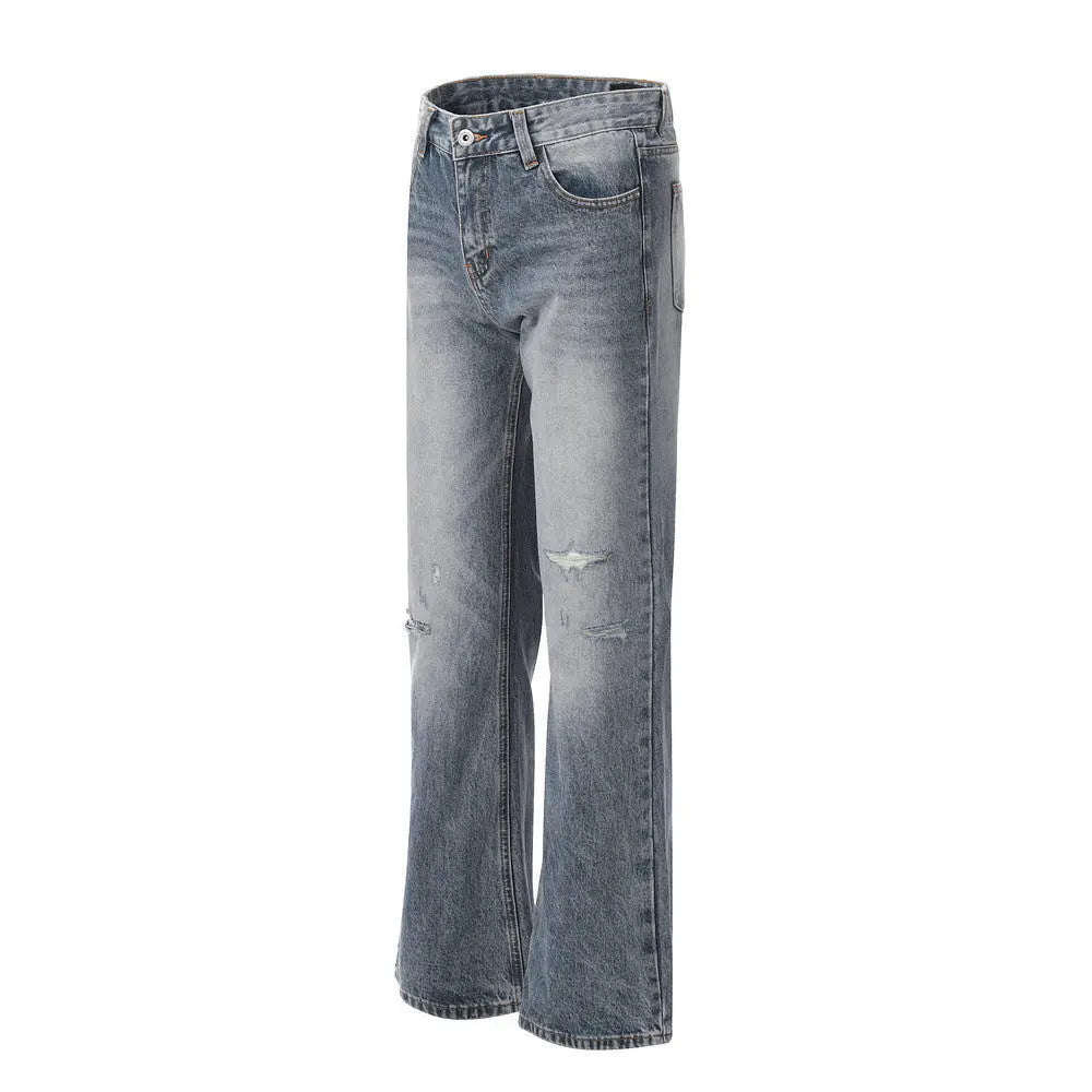 Trendy Washing Hole Denim Flared Jeans The 4 Season Clothing Brand