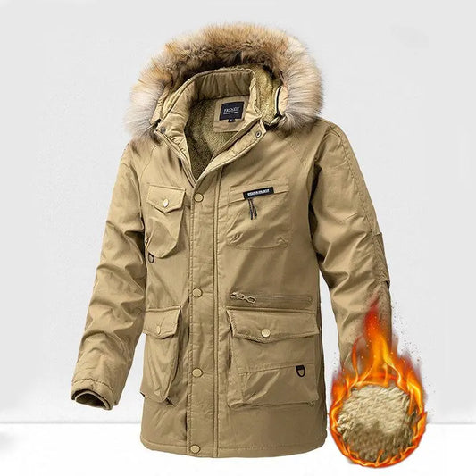 Winter Thickened Insulation w/Washed Finish Parka Jacket-Fur Collar - The 4 Season Clothing Brand