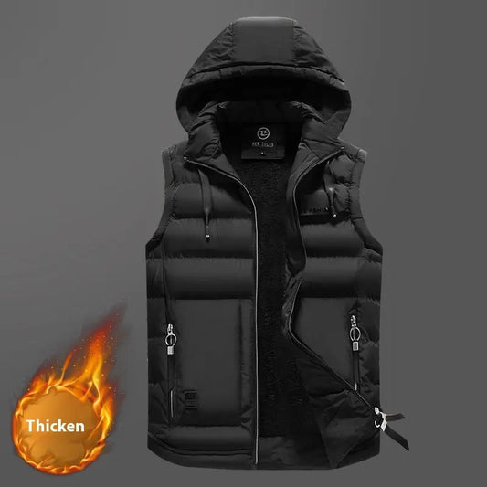 Winter Men's Vest With Detachable Hat The 4 Season Clothing Brand