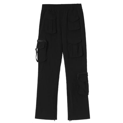 Zipper Flared Casual Cargo Pants The 4 Season Clothing Brand