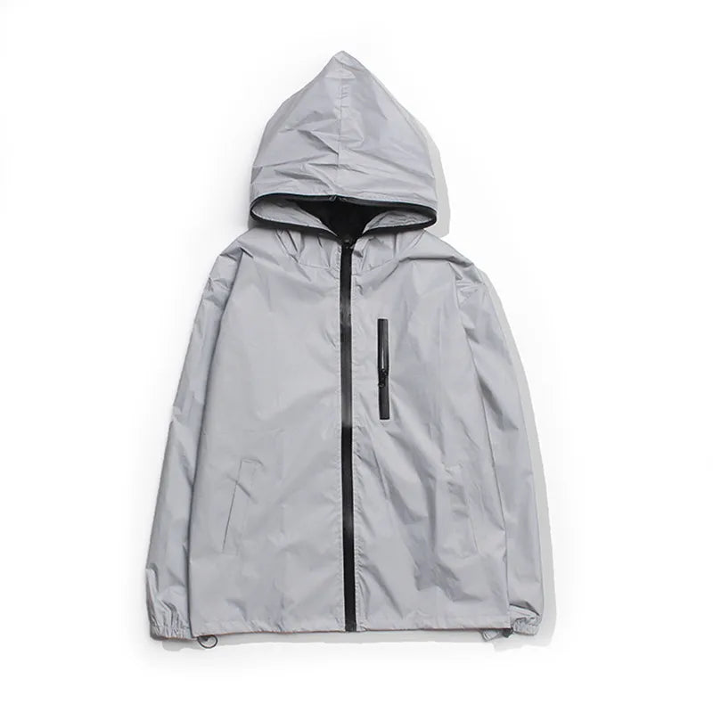 Solid Color Zipper Decoration Reflective Jacket