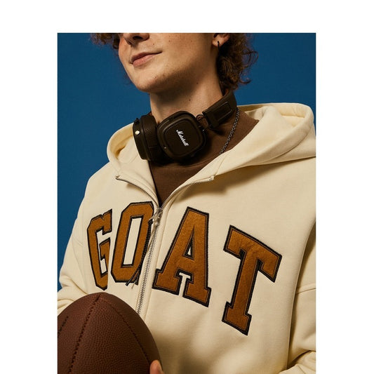 The Goat Monogram Embroidered Zipper Hoodie - Exclusive Edition