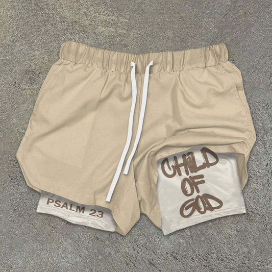 Child Of God Print Double Layer Shorts