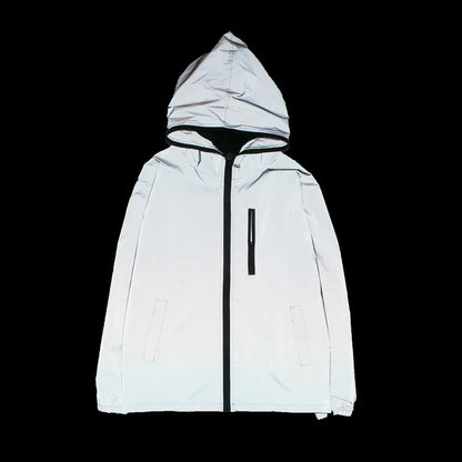 Solid Color Zipper Decoration Reflective Jacket