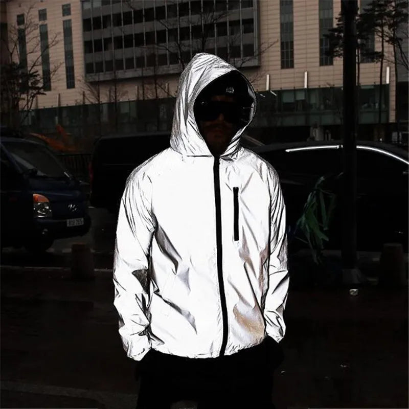 Solid Color Zipper Decoration Reflective Jacket