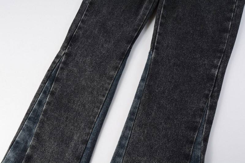 Gradient Patchwork Flared Jeans with Contrast Ground Wash - The 4 Season Clothing Brand