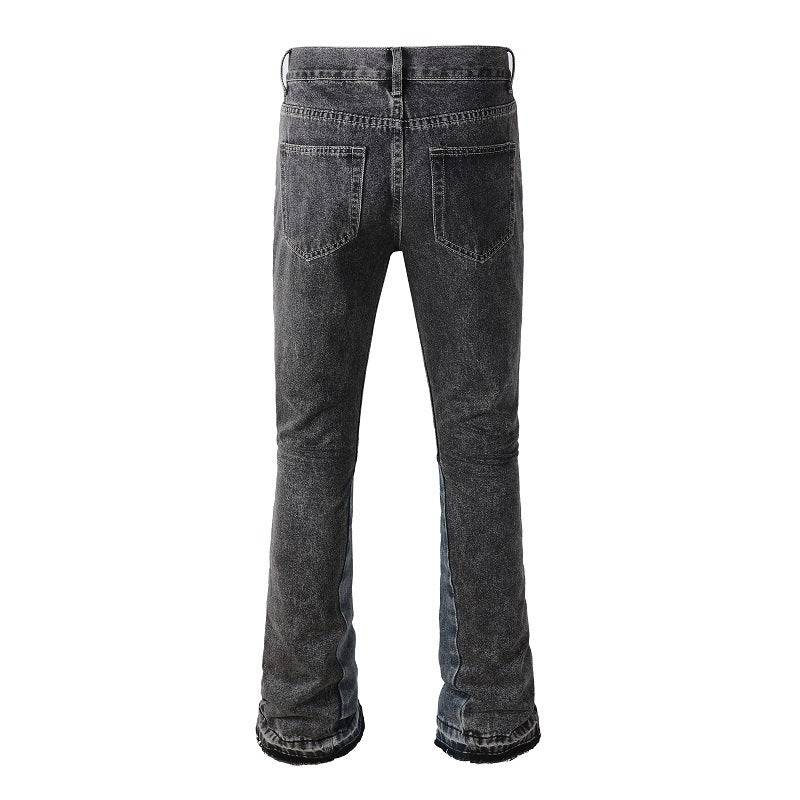 Gradient Patchwork Flared Jeans with Contrast Ground Wash - The 4 Season Clothing Brand