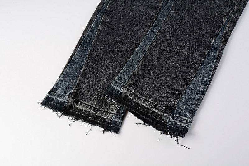 Gradient Patchwork Flared Jeans with Contrast Ground Wash - The 4 Season Clothing Brand