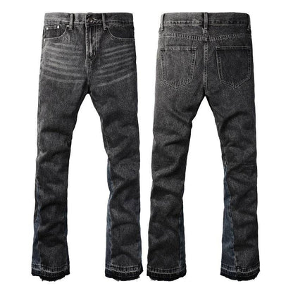 Gradient Patchwork Flared Jeans with Contrast Ground Wash - The 4 Season Clothing Brand