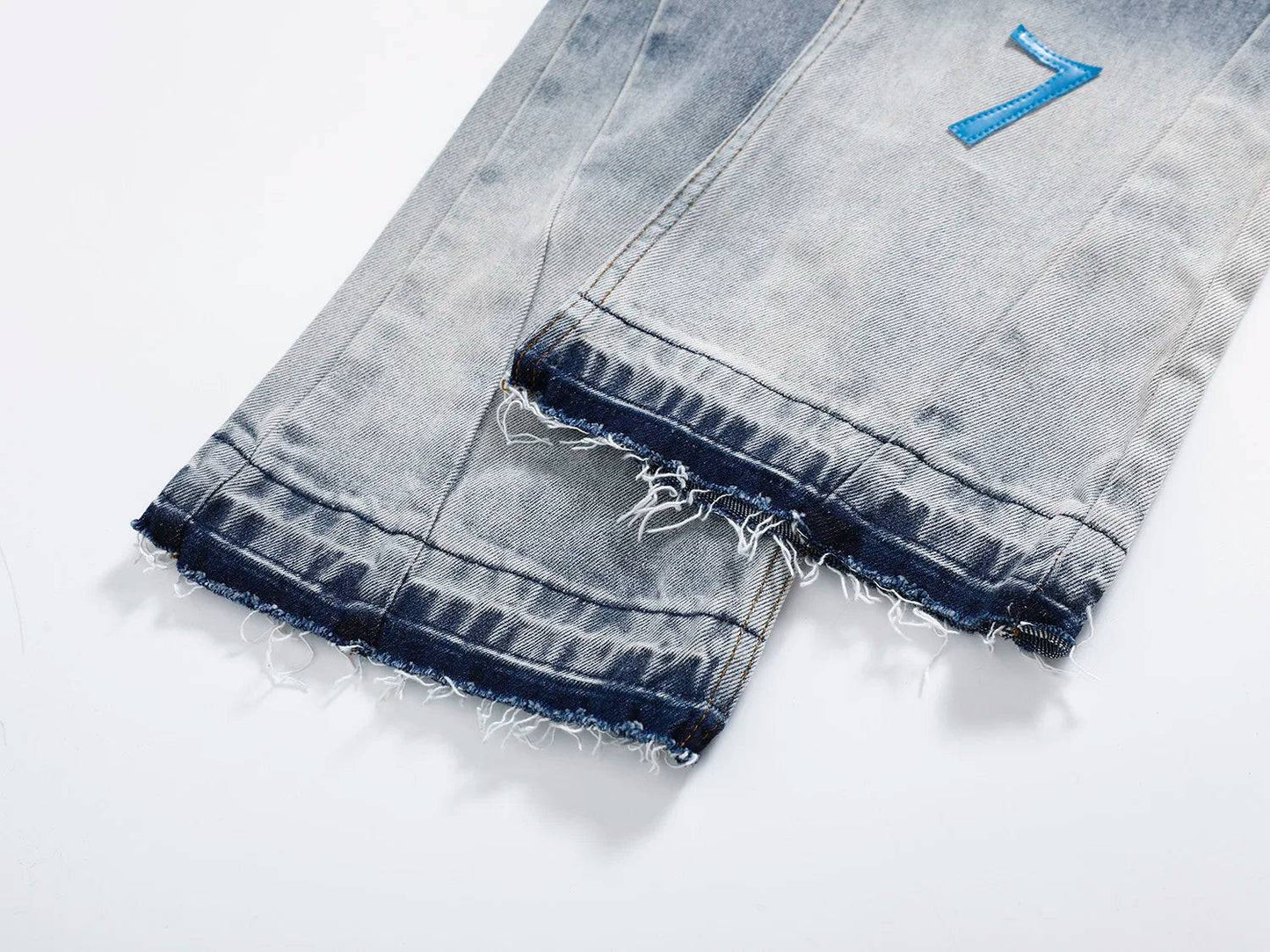 Luxury Retro Blue Graphic Flared Jeans - The 4 Season Clothing Brand