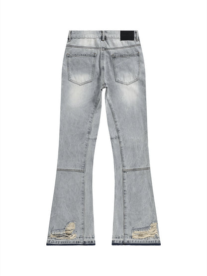 Luxury Retro Blue Graphic Flared Jeans - The 4 Season Clothing Brand